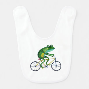 Frog On Bicycle Baby Bib