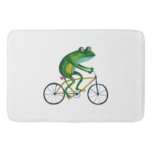 Frog On Bicycle Bath Mat