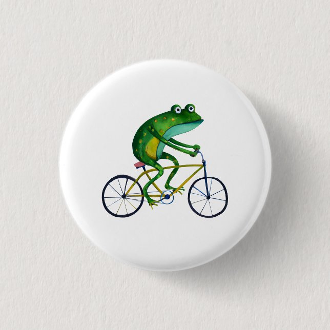 Frog On Bicycle Button (Front)