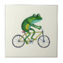 Frog On Bicycle Ceramic Tile