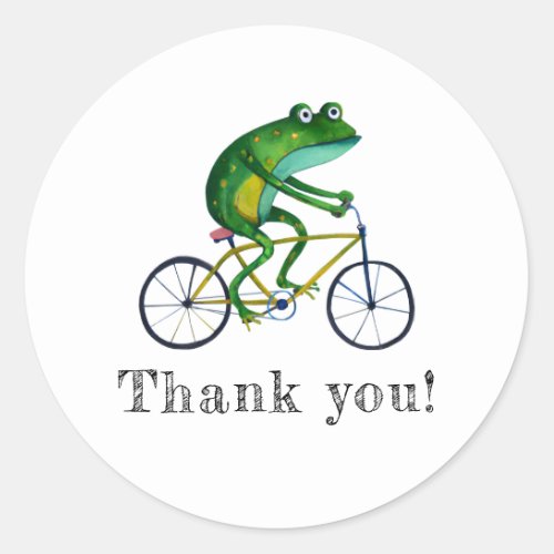 Frog On Bicycle Classic Round Sticker