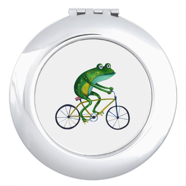 Frog On Bicycle Compact Mirror (Front)