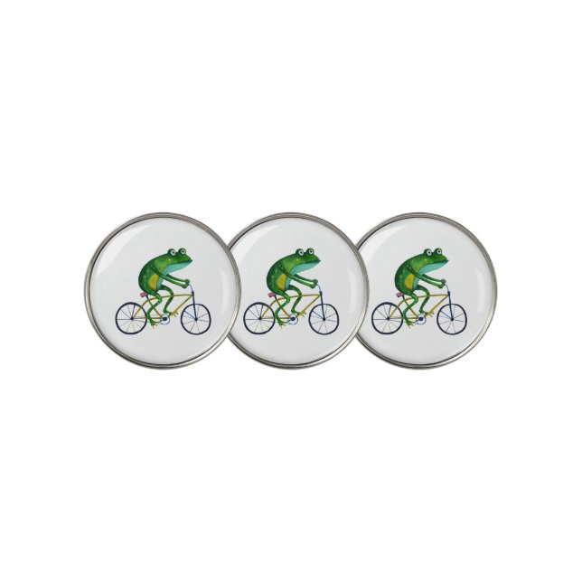 Frog On Bicycle Golf Ball Marker (3 Up)