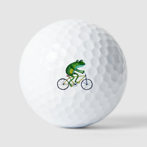 Frog On Bicycle Golf Balls