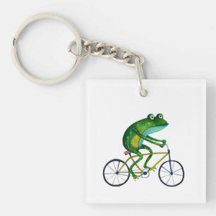 Frog On Bicycle Keychain