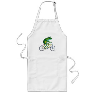 Frog On Bicycle Long Apron