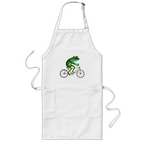 Frog On Bicycle Long Apron