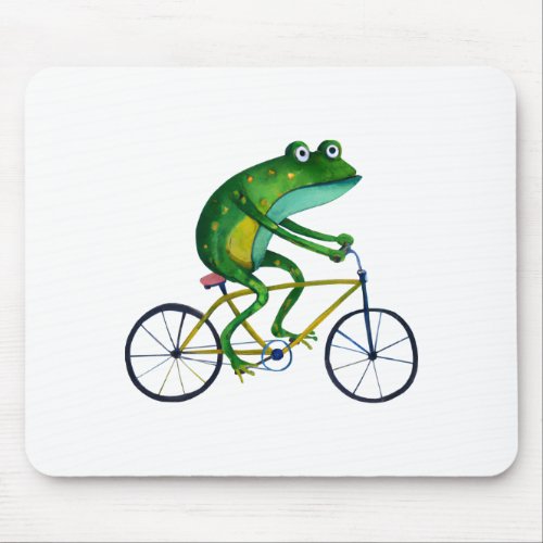 Frog On Bicycle Mouse Pad