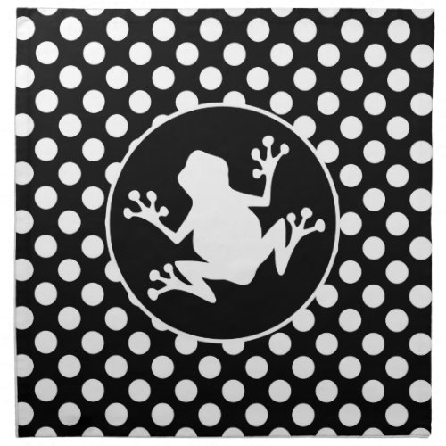 Frog on Black and White Polka Dots Napkin