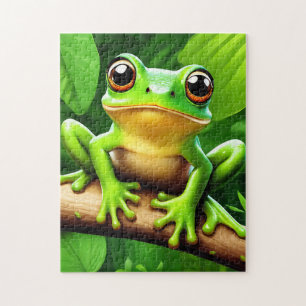 Frog on branch Nature Art Jigsaw Puzzle