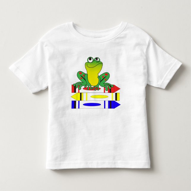 Frog on Crayons Toddler T-shirt (Front)