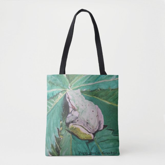 "Frog on Green" by AlarsenArtist Tote Bag (Front)