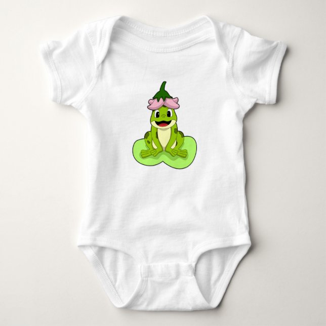Frog on Leaf Baby Bodysuit (Front)