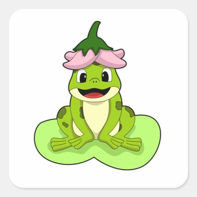 Frog on Leaf Square Sticker (Front)