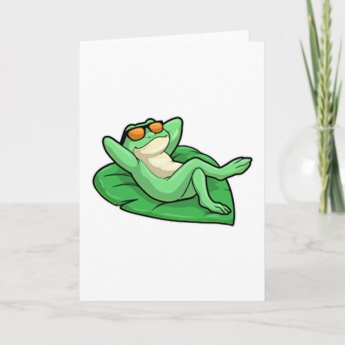 Frog on Leaf with Sunglasses Card