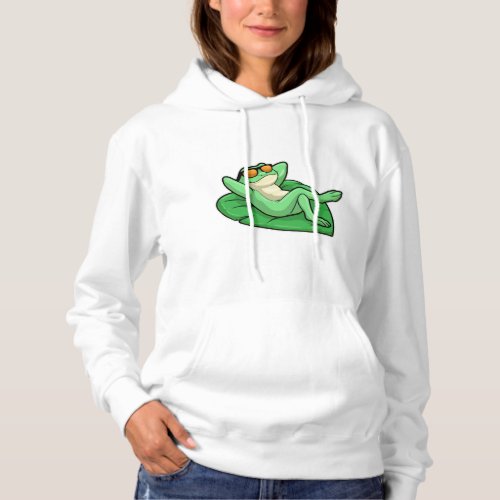 Frog on Leaf with Sunglasses Hoodie