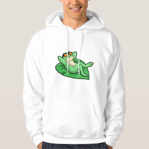 Frog on Leaf with Sunglasses Hoodie