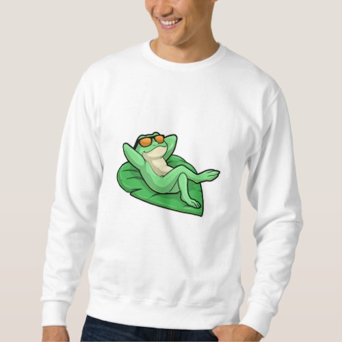 Frog on Leaf with Sunglasses Sweatshirt