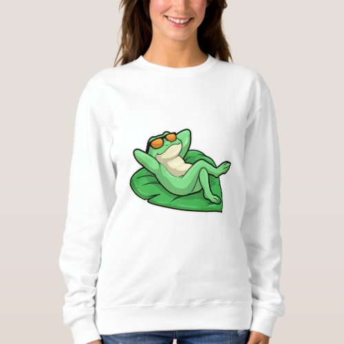 Frog on Leaf with Sunglasses Sweatshirt