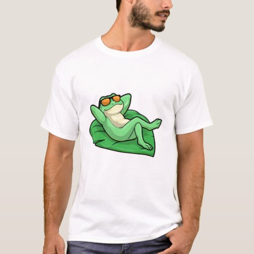 Frog on Leaf with Sunglasses T_Shirt