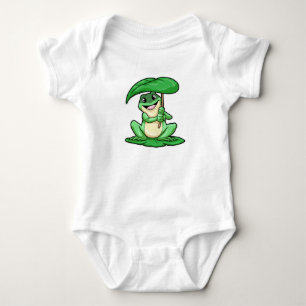 Frog on Leaf with Umbrella Baby Bodysuit