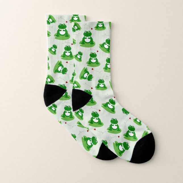 Frog On Lily Pad With Ladybug Pattern Socks (Pair)