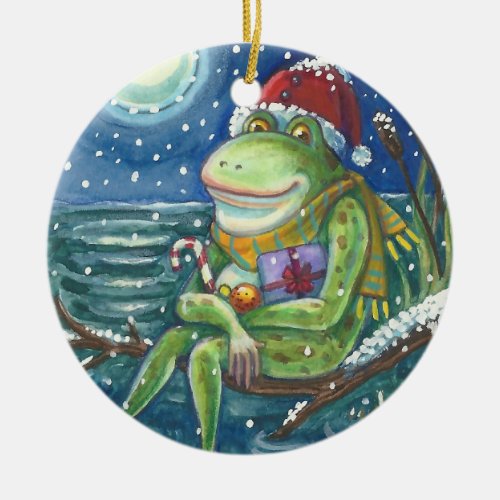 Frog On Log CHRISTMAS ORNAMENT