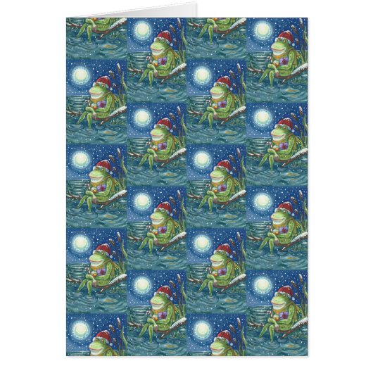 FROG ON LOG HOLIDAY CHRISTMAS GREETING CARD Blank (Front)