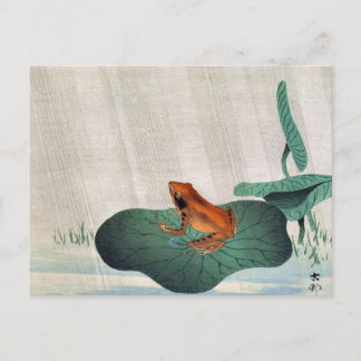 Frog on Lotus Leaf, 1900 by Ohara Koson Postcard