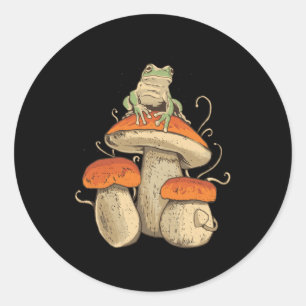 Frog On Mushroom Classic Round Sticker