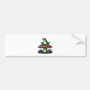 Frog on Mushroom Cottagecore Forest Magic Fungi Bumper Sticker