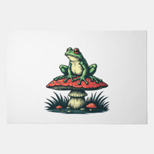 Frog on Mushroom Cottagecore Forest Magic Fungi Doormat