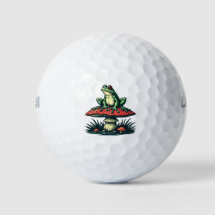 Frog on Mushroom Cottagecore Forest Magic Fungi Golf Balls