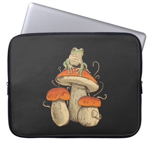 Frog on mushroom laptop sleeve