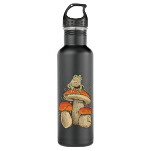 Frog on mushroom stainless steel water bottle