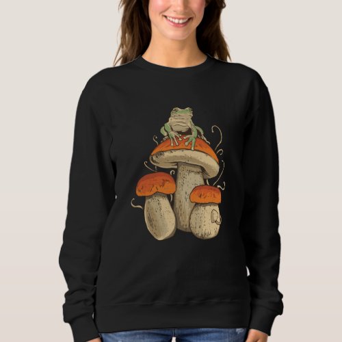 Frog on mushroom sweatshirt