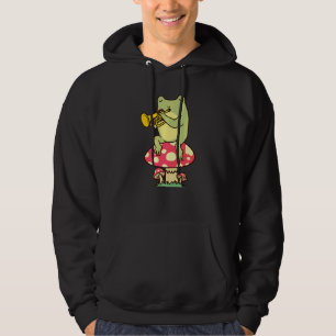 Frog On Mushroom Trumpeter Tumpet Player   Hoodie
