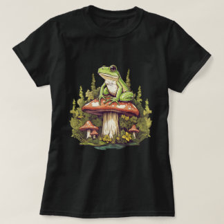 Frog On Mushrooms Cottagecore T-Shirt