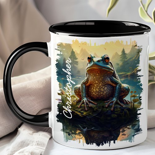 Frog On Rock Forest Mug