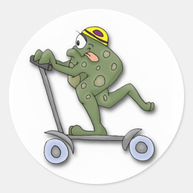 Frog on Scooter Classic Round Sticker (Front)