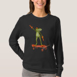 Frog On Skateboard Funny Graphic  Skateboarding T-Shirt