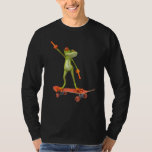 Frog On Skateboard Funny Graphic  Skateboarding T-Shirt