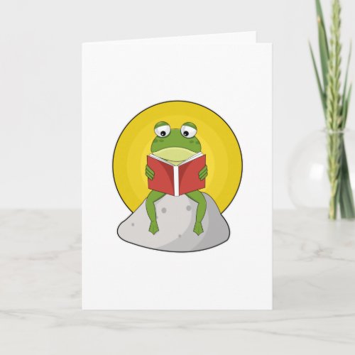 Frog on Stone with Book Card