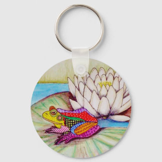 Frog on water lily keychain