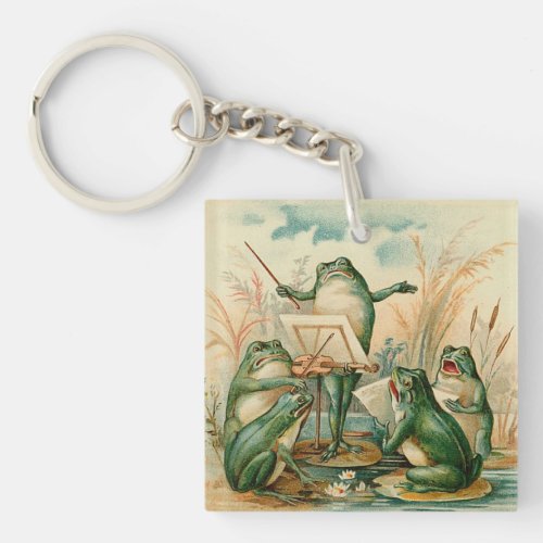 Frog Orchestra Vintage Illustration Keychain