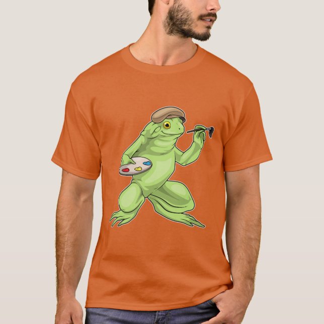 Frog Painter Paint brush Painting T-Shirt (Front)