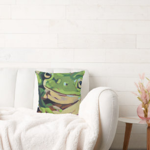 Frog Painting- Gift for Frog Lovers Throw Pillow