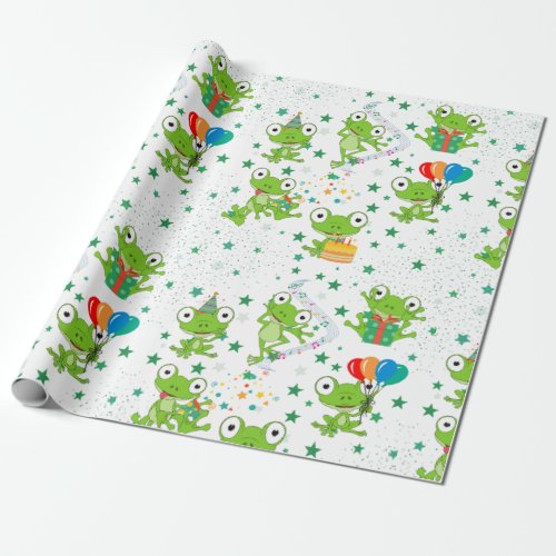Frog Party Birthday Wrapping Paper