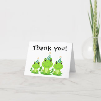 Frog Party First Birthday Swamp Green Froggy Letterpress Thank You Card