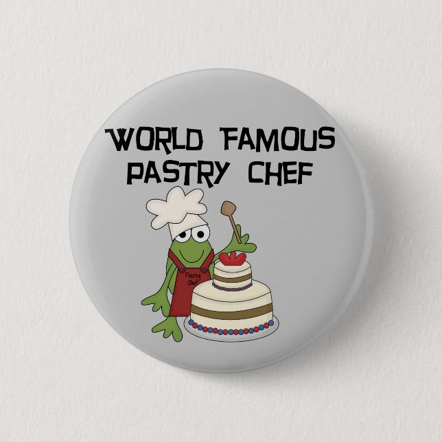 Frog Pastry Chef Tshirts and Gifts Button (Front)
